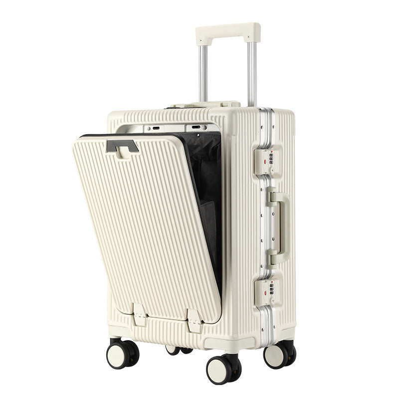 Front Opening Aluminum Frame Luggage Case with USB Charging