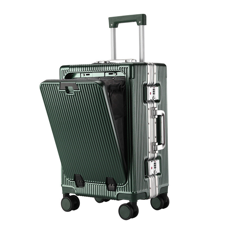 Front Opening Aluminum Frame Luggage Case with USB Charging
