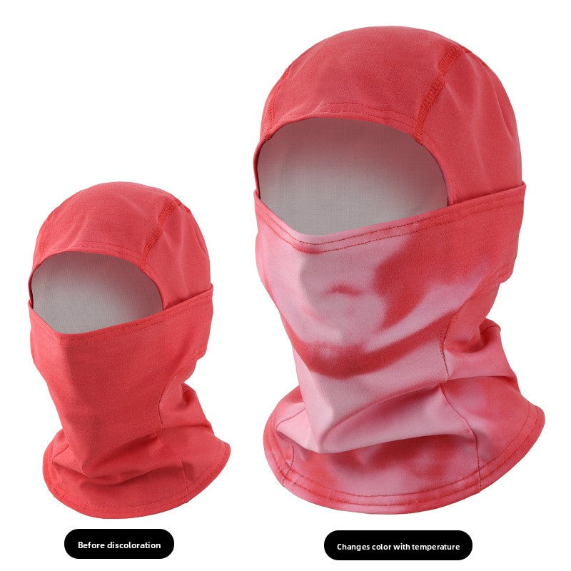 Temperature-sensitive respiratory discoloration headgear