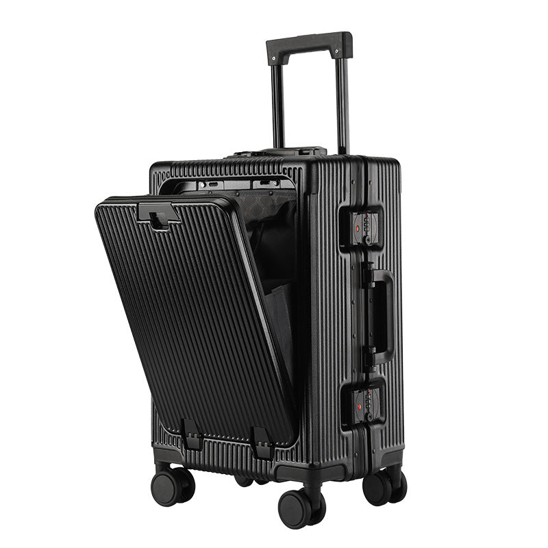 Front Opening Aluminum Frame Luggage Case with USB Charging
