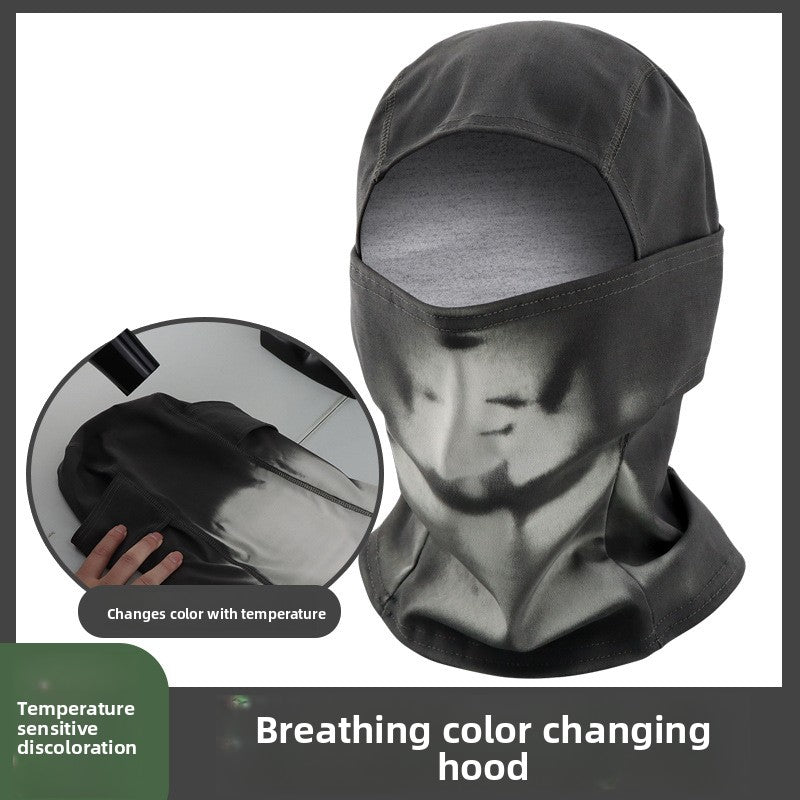 Temperature-sensitive respiratory discoloration headgear