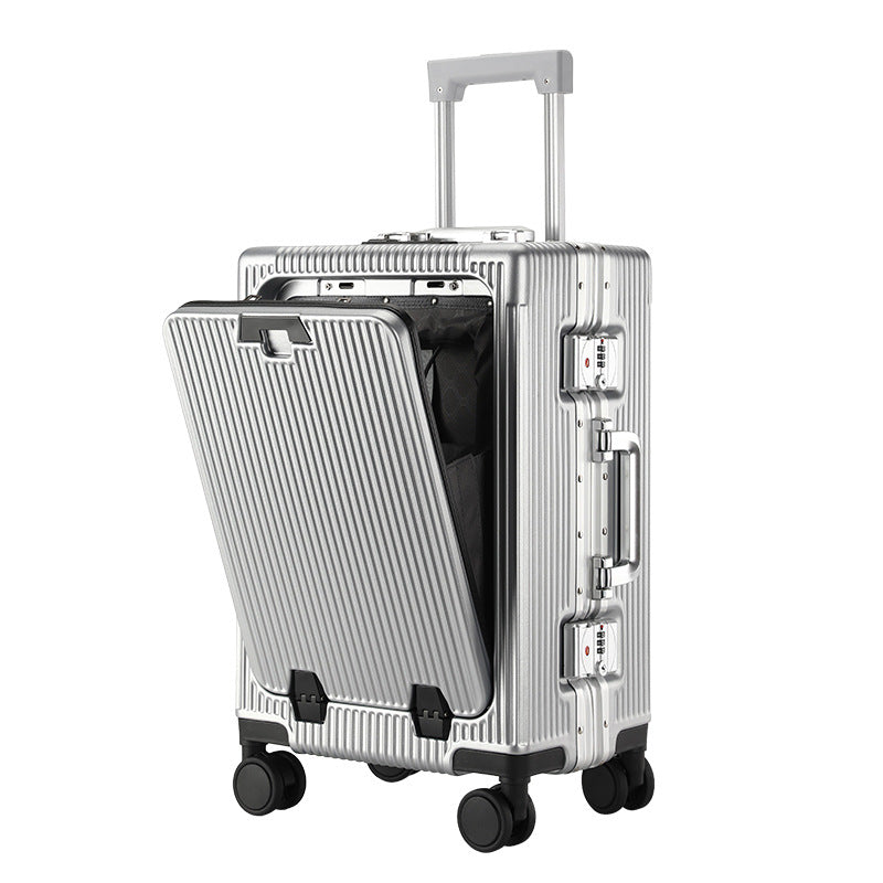 Front Opening Aluminum Frame Luggage Case with USB Charging