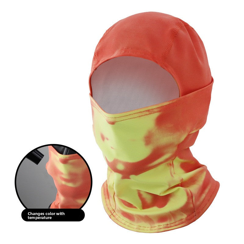 Temperature-sensitive respiratory discoloration headgear